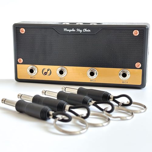 Gitarrenverstärker-Schlüsselhalter für Wandhalterung, inklusive 4 Gitarrenstecker-Schlüsselanhänger und 1 Wandmontage-Kit (schwarz) von SaSpoloi