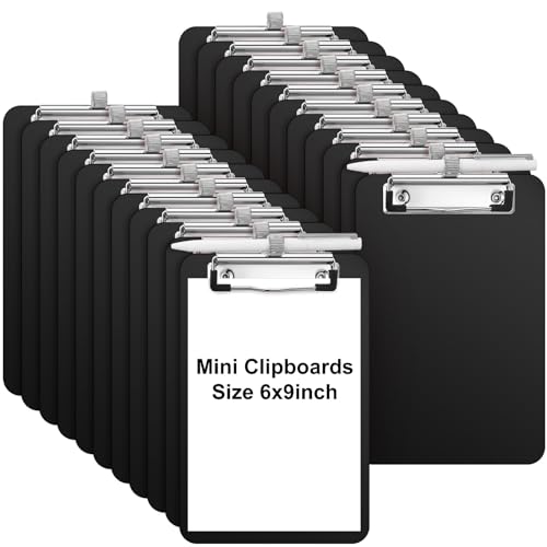 Sabary Mini-Klemmbretter mit Stifthalter, Schwarz, A5, Memo-Klemmbrett, 15,2 x 22,9 cm, Kunststoff, für Restaurants, Schule, Büro, Hotel, Einkaufsliste (Stift nicht im Lieferumfang enthalten) von Sabary