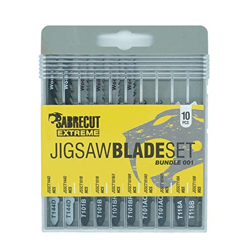 10 x SabreCut JSSCK001 Professionelle Stichsäge Holz und Metallschneiden T144D T101B T101BR T101AO T118A T118B Box Set Kompatibel mit Bosch Dewalt Makita Milwaukee und viele andere von SabreCut