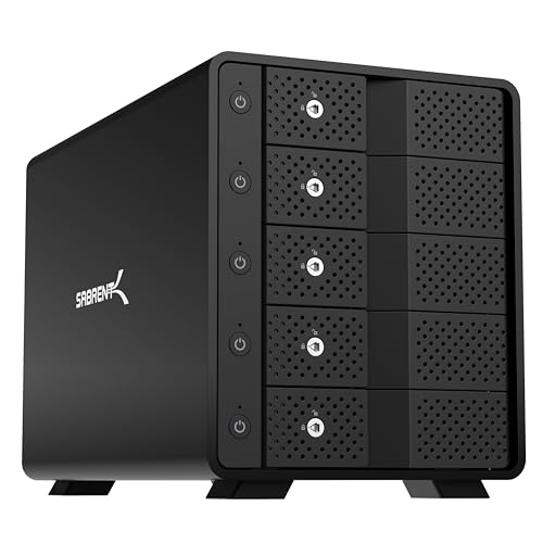 SABRENT 5 Bay Festplatten Docking Station USB C 10Gbps SSD HDD Dock, Kompatibel mit 2,5" 3.5" SATA (DS SC5B) von SABRENT