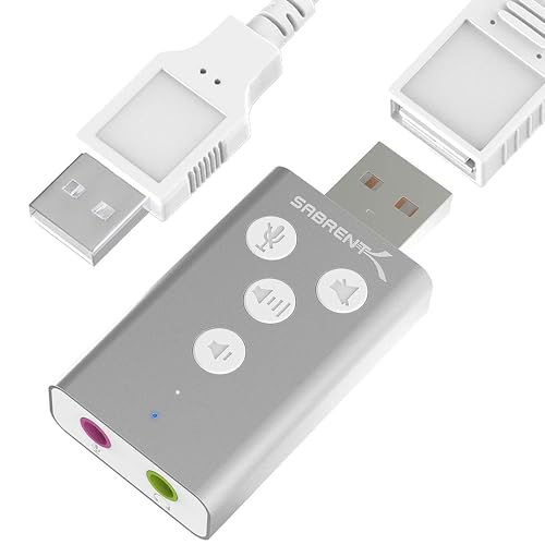 SABRENT Aluminum USB Externe Soundkarte, USB auf Klinke 3,5mm, Kopfhörer auf Klinke, Audio zu USB Adapter (AU-DDAS) von Sabrent