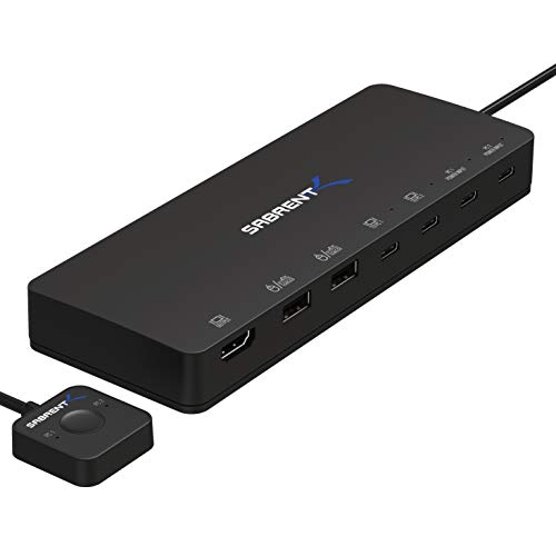 SABRENT KVM Switch 2 port USB C Inputs, 2 ports usb C outputs mit 60W PD | 2 USB ports | 1 HDMI port 4K@60Hz für Laptop, PC, Drucker, Scanner, Maus, Tastatur LED-Geräteanzeigen (USB-KCPD) von SABRENT
