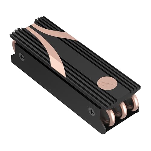 SABRENT M.2 Kühler, Aluminium SSD NVMe Kühlkörper, m.2 Heatsink mit Wärmeleitpad, HeatPipe Kühlkörper passend für PC, Desktop Computer, DIY Computerbauer, PS5 kompatibel (SB-HTSK) von SABRENT