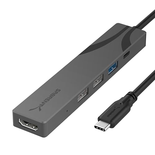 SABRENT Multi-Port-USB-C-Hub mit HDMI 4K@60 Hz, 3X USB-Anschlüsse, unterstützt Power Delivery (PD3.0) 90 W über USB C zum Aufladen Ihres Laptops oder Telefons, Robustes Aluminiumgehäuse (HB-SHPU) von SABRENT