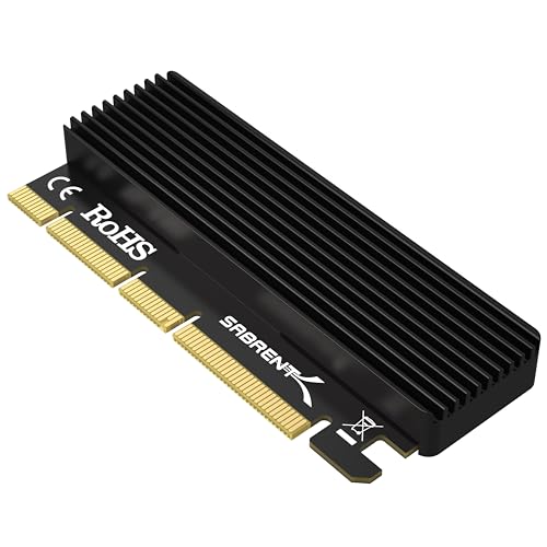 SABRENT PCIe m2 Adapter, NVMe PCIe X16/X8/X4 Card mit Kühlkörper, m.2 SSD Größen 2230/2242 / 2260/2280 (EC-PCIE) von Sabrent