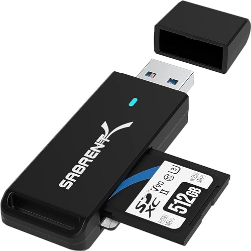 SABRENT SD, Micro SD Kartenleser, USB 3.2 gen 1 Kartenleser, 5Gbps High Speed Externe Kartenlesegeräte OTG Adapter unterstützt MMC/TF/SDXC/SDHC/Micro SDHC/Micro SDXC, für PC, usw (CR-T2MS) von Sabrent