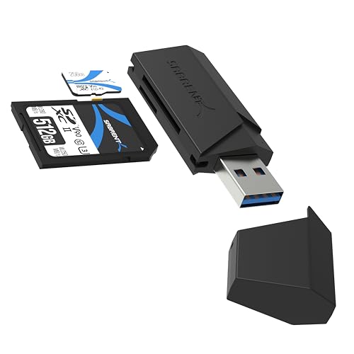 SABRENT SD, Micro SD Kartenleser, USB 3.2 gen 1 Kartenleser, 5Gbps High Speed Externe Kartenlesegeräte OTG Adapter unterstützt MMC/TF/SDXC/SDHC/Micro SDHC/Micro SDXC, für PC, usw (CR-UMSS) von Sabrent