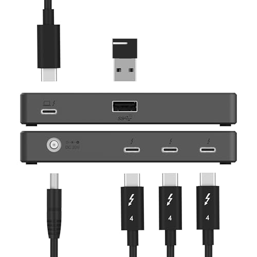 SABRENT Thunderbolt 4 Hub mit 60W-Ladefunktion für Laptops, USB-C-Dock, unterstützt 2X 4K 60Hz Monitore oder 1x 4K 144Hz, 5K/6K/8K@60Hz(DSC) Monitor, inklusive 15,7" zertifiziertem TB4-Kabel (HB-TBT4) von SABRENT