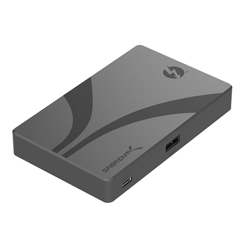 SABRENT Thunderbolt 4 Hub mit 60W-Ladefunktion für Laptops, USB-C-Dock, unterstützt 2X 4K 60Hz Monitore oder 1x 4K 144Hz, 5K/6K/8K@60Hz(DSC) Monitor, inklusive 15,7" zertifiziertem TB4-Kabel (HB-TBT4) von Sabrent