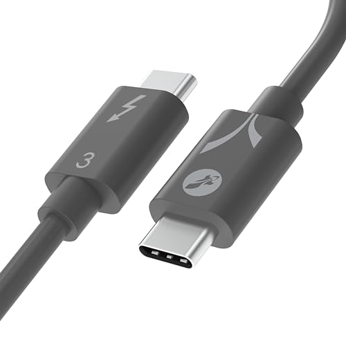 SABRENT USB C Thunderbolt 3 Ladekabel 100W (Intel Zertifiziertes) Thunderbolt 3 Kabel bis zu 40Gbps, USB-C Thunderbolt Kabel für Leptop, MacBooks, Dell, Galaxy S22 S21 S20 und mehr, 20cm (CB-T320-GRY) von Sabrent