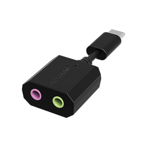 SABRENT USB C Externe Soundkarte, USB Type c auf Klinke 3,5mm, Kopfhörer auf Klinke, Audio zu USB Adapter (AU-MMSC) von Sabrent