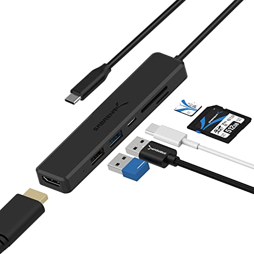 SABRENT USB C hub, mit 4K HDMI, 60W USB-C PD ladegerät und SD/Micro SD kartenleser von Sabrent