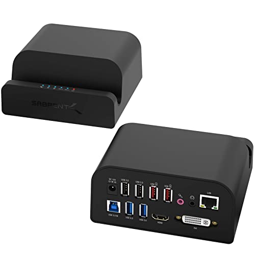 SABRENT USB Docking Station mit Netzteil, 2 Videoausgang (HDMI und DVI), RJ45 Ethernet, Audio, 4 USB Ports, 2 USB Schnellladegerät (DS-RICA) von Sabrent