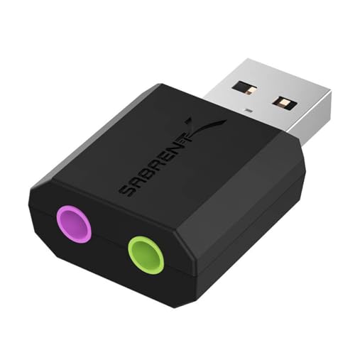 SABRENT USB Externe Soundkarte, USB auf Klinke 3,5mm, Kopfhörer auf Klinke, Audio zu USB Adapter (AU-MMSA) von Sabrent