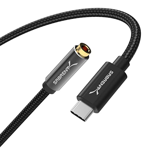 SABRENT USB TYP C auf Klinke 3,5mm | USB Externe Soundkarte | Audio zu USB c Adapter | USB soundkart konverter, 50cm Kabel (CB-UC35) von Sabrent
