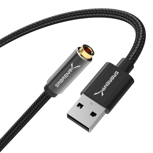 SABRENT USB auf Klinke 3,5mm | USB Externe Soundkarte | Kopfhörer auf Klinke | Audio zu USB Adapter | USB soundkart konverter, 50cm Kabel (CB-UA35) von Sabrent