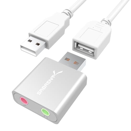 SABRENT Aluminum USB Externe Soundkarte, USB auf Klinke 3,5mm, Kopfhörer auf Klinke, Audio zu USB Adapter (AU-EMAC) von Sabrent