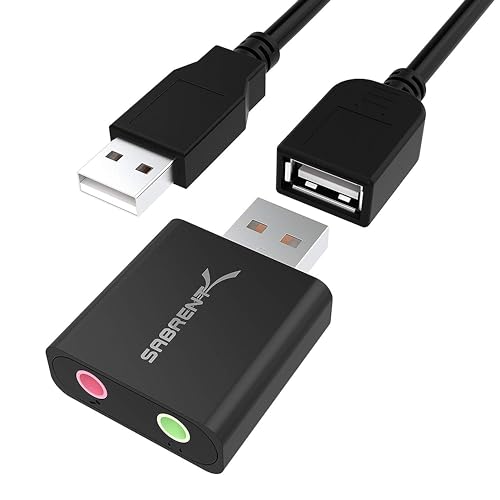 SABRENT Aluminum USB Externe Soundkarte, USB auf Klinke 3,5mm, Kopfhörer auf Klinke, Audio zu USB Adapter (AU-EMCB) von Sabrent