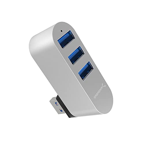 SABRENT USB hub 3.0, USB Adapter, drehbar USB Verteiler, Aluminum mehrfach verlängerung, für PS4/PS5, Gaming PC, Laptop, USB Stick, drucker, Keyboard, MacBook, und mehr (HB-R3MC) von SABRENT