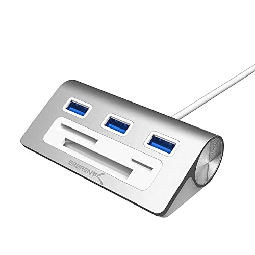 SABRENT USB hub 3.2x1, USB Adapter 6 in 1 mit 3 Port USB | CF, SD/microSD kartenleser, USB Verteiler, mehrfach USB verlängerung für MacBook, MacBook Air, Mac Mini, oder jeder PC (HB-MACR) von Sabrent