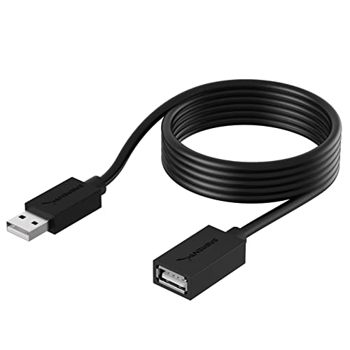 Sabrent 22 AWG USB 2.0 Verlängerungskabel - A-Stecker auf A-Buchse [Schwarz] 1.80 Meter (CB-2060) von Sabrent