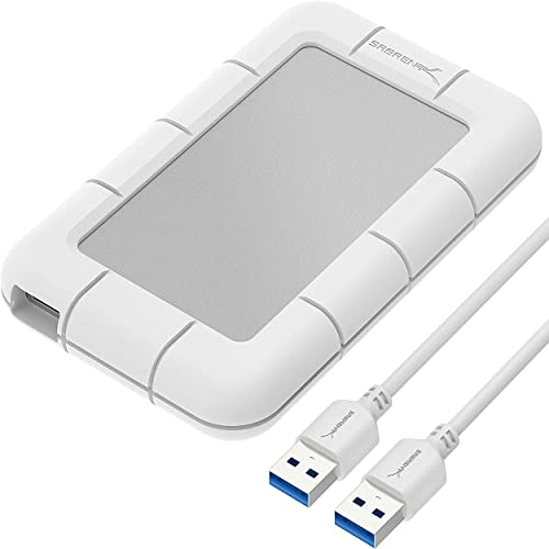 Sabrent Festplatten - Zubehör - Rahmen USB 3.2 Gen 1 SSD / 2,5-Zoll-SATA Externe stoßfest Aluminium Festplattengehäuse [Unterstützt UASP SATA III] Weiß/Silber (EC-UM3W) von SABRENT