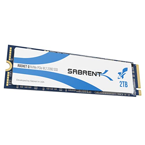 SABRENT M.2 NVMe SSD 2TB, Internes Solid State 3200 MB/s Lesen, PCIe 3.0 2280, intern Festplatte High Performance kompatibel mit PCs, NUCs Laptops und desktops (SB-RKTQ-2TB) von SABRENT