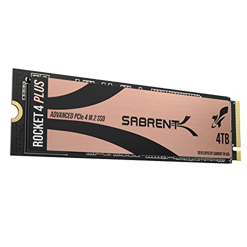 Sabrent M.2 NVMe SSD 4TB Gen 4, Internes Solid State 7100 MB/s Lesen, PCIe 4.0 Festplatte für Gamer, kompatibel mit PS5 Konsole, PCs, Laptops und Desktops (SB-RKT4P-4TB) von Sabrent