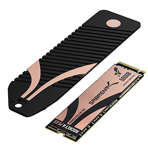 Sabrent M.2 NVMe SSD 500GB Gen4 mit PS5 Kühlkörper 7000 MB/s Lesen, PCIe 4.0 (SB-RKT4P-PSHS-500) von Sabrent