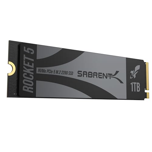 Sabrent NVMe SSD M.2 1TB Gen 5 13,000MB/s Lesen, 9,500MB/s Schreiben Interne SSD PCIe 5 X4 (SB-RKT5-1TB) von Sabrent