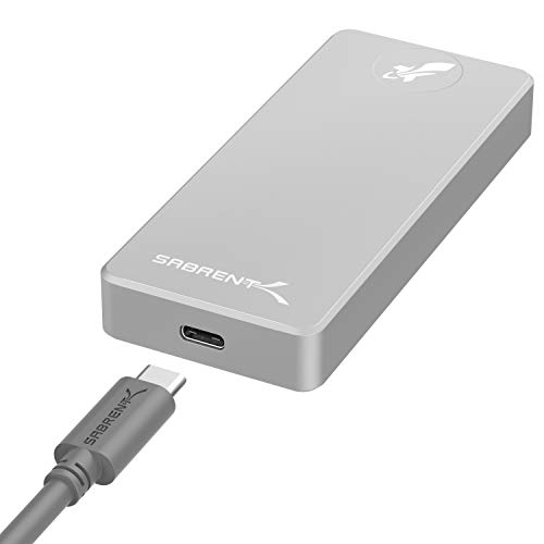 SABRENT Portable SSD 256GB, Festplatte extern NVMe USB 3.2 Gen 2 1000 MB/s Lesen, USB 3.2 Kabel Typ C zu Typ A und Typ A zu Typ C enthalten, Externe M.2 SSD Aluminiumschale, Silber (SB-256-PRO) von SABRENT