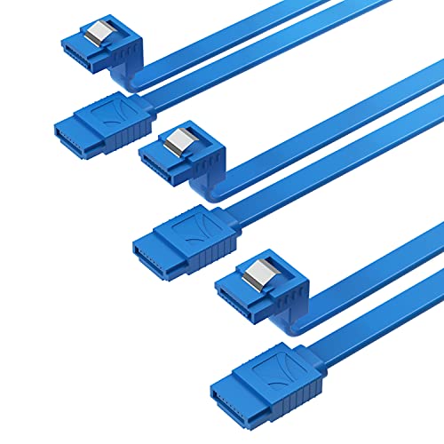 SABRENT SATA III Kabel (3 Stück), HDD SDD L-Type Stecker Datenkabel 6Gbps 51cm, mit Metall Clip Verriegelungsriegel (CB-SRB3) von SABRENT