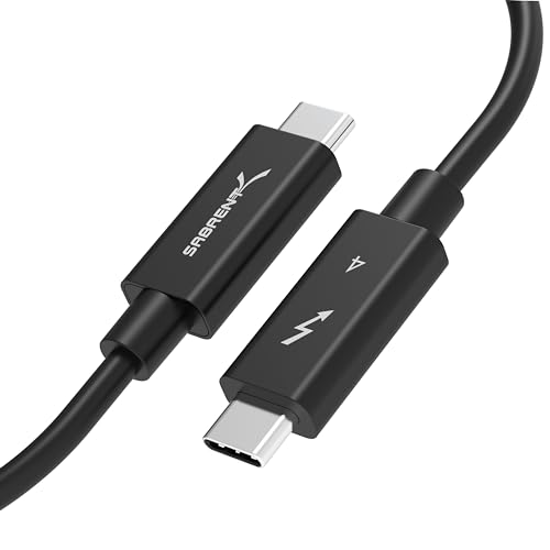 Sabrent Thunderbolt 4 40 Gbps Ladekabel 1M lang USB Typ-C Kabel | 8K 60Hz Display |PD Unterstützt 100W (5A, 20V) Ladung | E-Mark Chip | (Zertifiziert by Intel) schwarz (CB-T4M1) von Sabrent
