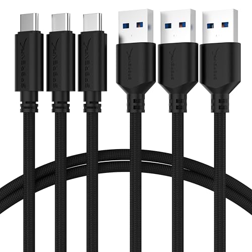 SABRENT USB C Ladekabel 3.2 Gen 1 (3 Stück) USB Typ C kabel 5V-3A, USB C Schnellladung kompatibel mit Samsung Galaxy S22/ S21/S10/S9/S8/Note, Huawei, Sony, MacBook, IPad und mehr (1.8m) (CB-C3X6) von SABRENT
