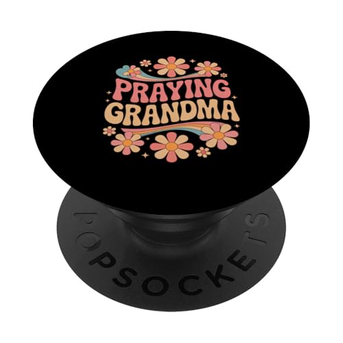 Betende Oma Groovy Gebet Christian Muttertag PopSockets Klebender PopGrip von Sacred Originals