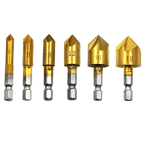 Kegelsenkerbohrer für Holzbohrer, 6 mm - 19 mm, Anfas-Schaftfräser, Bohrer, Holzbearbeitung, Fasenbohrwerkzeug, 6 mm - 19 mm, Kegelsenker-Bits für Holz und Metall, 3 Stück/6 Stück Kegelsenkerbohrer für Holzbohrer, 6 mm - 19 mm, Anfas-Schaftfräser, Bohrer, Holzbearbeitung, Fasenbohrwerkzeug, 6 mm - 19 mm, Kegelsenker-Bits für Holz und Metall, 3 Stück/6 Stück von Saddgo