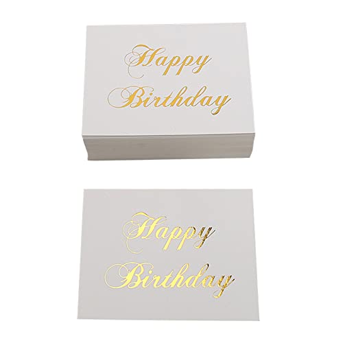 Saddgo 100 Stück Happy Birthday Grußkarten Bronzing Schriftart weißer Hintergrund dickes Papier für Kunden kleine Unternehmen von Saddgo