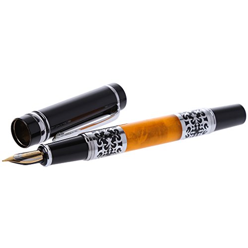 Saddgo Praktischer Füllfederhalter, 0,5 mm, Metall, bernsteinfarben, konsistentes Schreiben für Business, Erwachsene, Kalligraphie, Üben und Schreiben von Saddgo