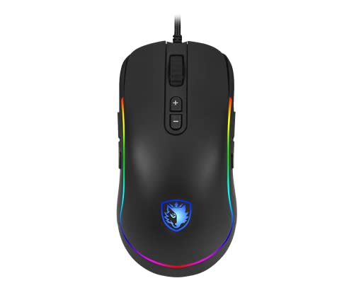 SADES Revolver Gaming Mouse Verkabelung: 10.000 dpi Optical Sensor - Chroma RGB-Beleuchtung - 9 programmierbare Tasten - Beidhändig verwendbar, bequemer ergonomischer Griff PC Gaming Mouse von Sades