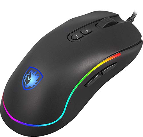 Sades Revolver Wired RGB Gaming Maus - Maus mit 9 programmierbaren Tasten, 6 DPI einstellbare Stufen von Sades