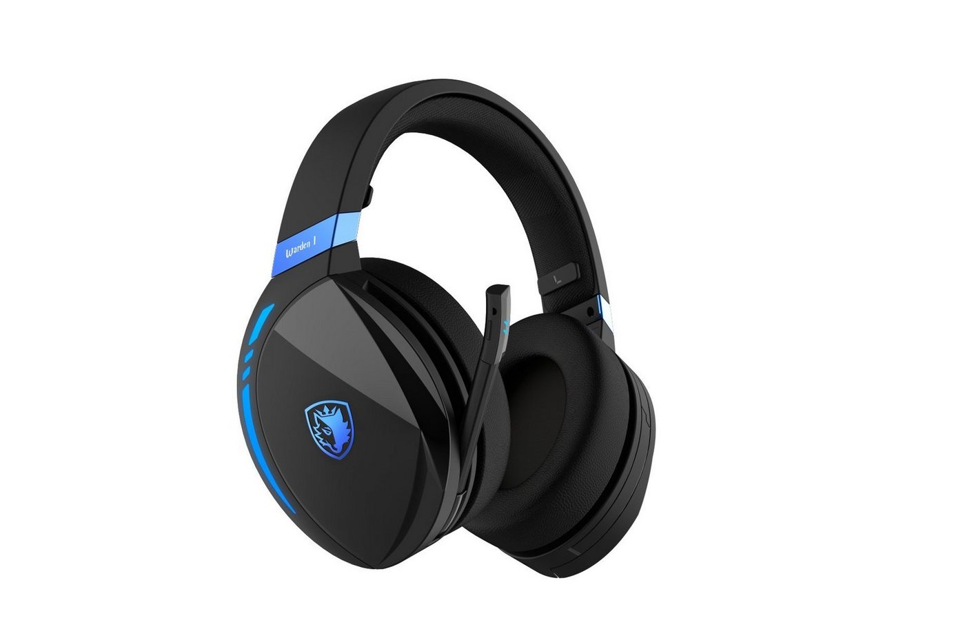 Sades SADES Warden I SA-201 Gaming Headset, Wireless, schwarz/blau, USB Gaming-Headset (Rauschunterdrückung, kabellos, Stereo, Over Ear, Bluetooth 5.0, 2,4 G 3,5 mm) von Sades