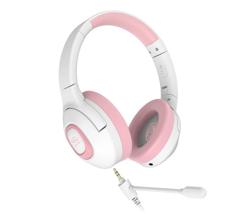 Sades Shaman SA-724 Gaming Headset, weiß/pink, USB, kabelgebunden Gaming-Headset (Mikrofon abnehmbar, Stereo, Over Ear, PC, PST, XBox, Nintendo Switch, VR, Phone) von Sades