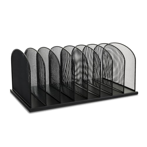 Safco 3253BL Onyx Schreibtisch-Organizer aus Metallgitter mit 8 Längsfächern von Safco