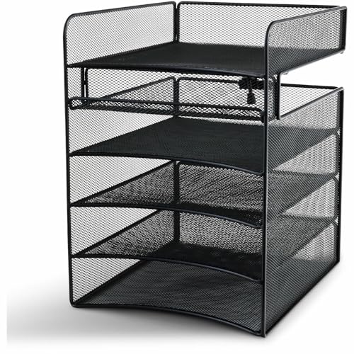 Safco Products Onyx Mesh 5 Tray Untertisch Hängeorganizer 26 cm B x 32 cm T x 37 cm H einfache Montage schwarze Pulverbeschichtung langlebige Stahlgeflecht-Konstruktion 9 kg Kapazität von Safco