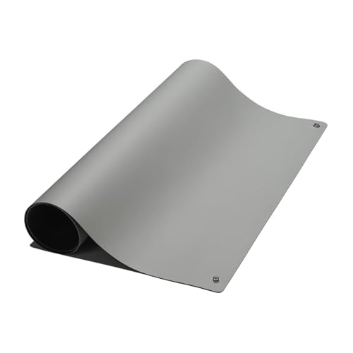 ESD-Tischmatte Premium, grau, 1200 x 800 x 2 mm, Zuschnitt mit 2x 10 mm Druckknopf von Safe Guard