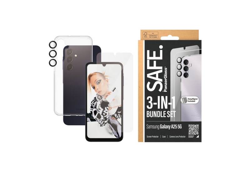 SAFE by PanzerGlass Displayschutzglas 3-in-1 Bundle Set Screen Protector, Case und Camera Lens Protector für Samsung Galaxy A25 5G, Bildschirmschutz, Kameraschutz, Backcover, Rundumschutz, 360 Grad von Safe by Panzerglass