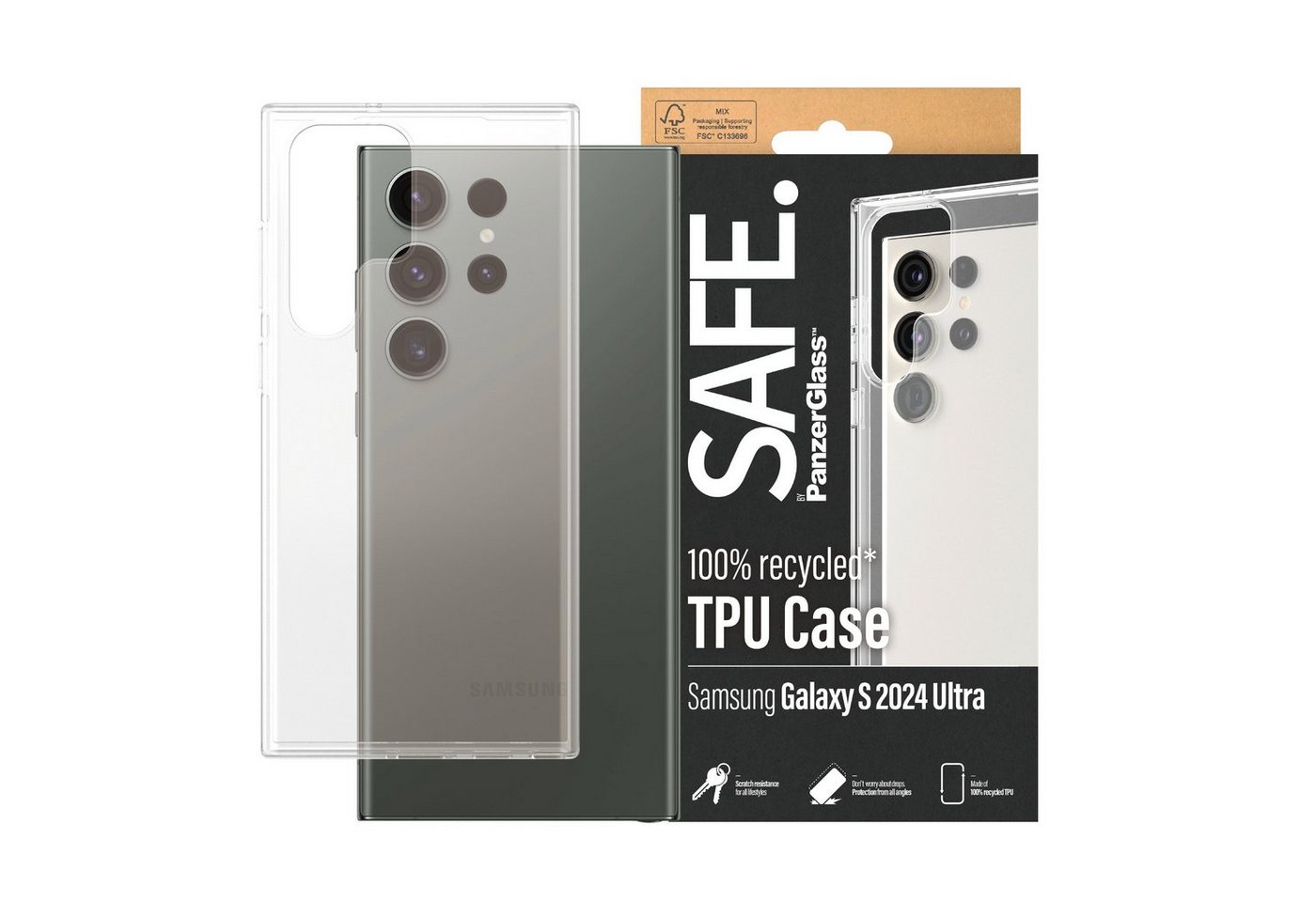 SAFE by PanzerGlass Handyhülle TPU Case für Samsung Galaxy S24 Ultra, Backcover, Schutzhülle, stoßfest, kratzfest, widerstandsfähig von Safe by Panzerglass