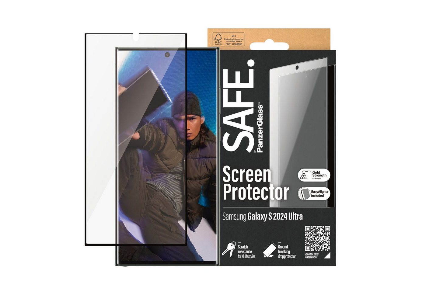 SAFE by PanzerGlass Ultra Wide Fit Screen Protector für Samsung Galaxy S24 Ultra, Displayschutzglas, Displayschutzfolie, stoßfest, kratzbeständig von Safe by Panzerglass