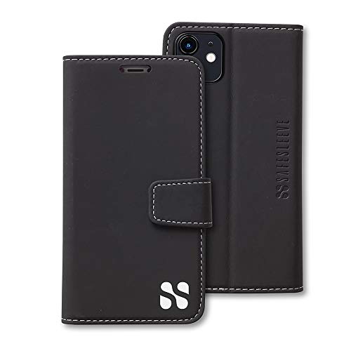 SafeSleeve EMF Schutz Anti-Strahlung iPhone Hülle: iPhone 11 RFID Kartenhalter Blockierung Brieftasche Handy, Verstellbarer Ständer Hülle, Veganes Leder für Damen & Herren (Schwarz) von SafeSleeve