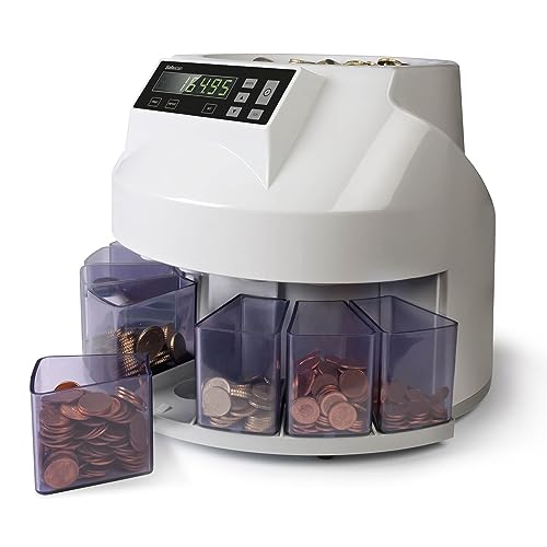 Safescan 1250 EUR Münzzähler, der gemischte EUR-Münzen schnell zählt und sortiert - Münzsortierer, sortiert Münzen nach Stückelung - Geldzählmaschine für das Zählen von Münzen von Safescan